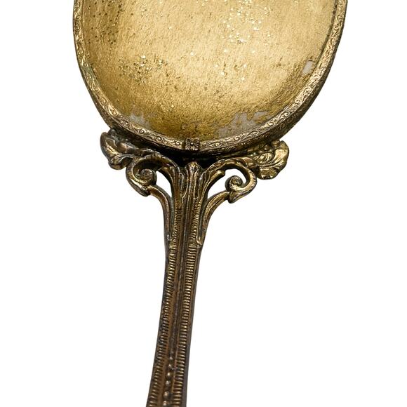 Vintage Gold Tone Ornate Vanity Hand Held Mirror - Picture 6 of 8